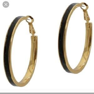 Black and gold hoop earrings bling hoops glitter